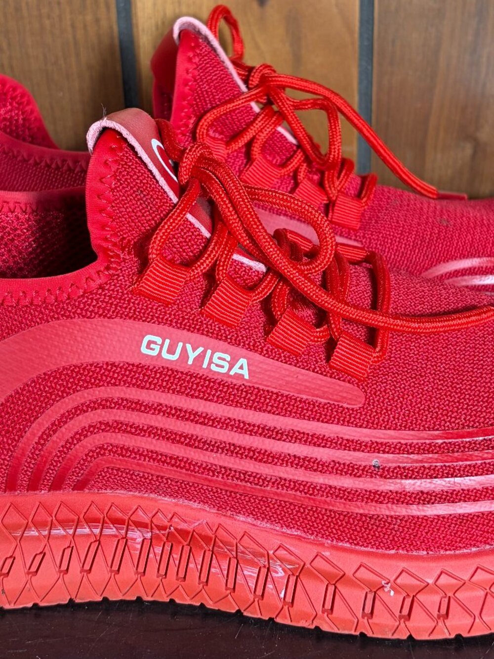 GUYISA Red Safety Work Shoes Steel Toe Cap Lace Up Sz 9/270/44